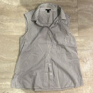 Vertical striped Ann Taylor sleeveless button up blouse